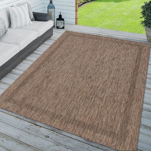 TT Home In-& Outdoorteppich Wetterfest Terrasse Küche Modern Mit Umrandung Unifarben, Farbe: Braun, Größe:160x220 cm TT Home In-& Outdoorteppich Wetterfest Terrasse Küche Modern Mit Umrandung Unifarben, Farbe: Braun, Größe:160x220 cm