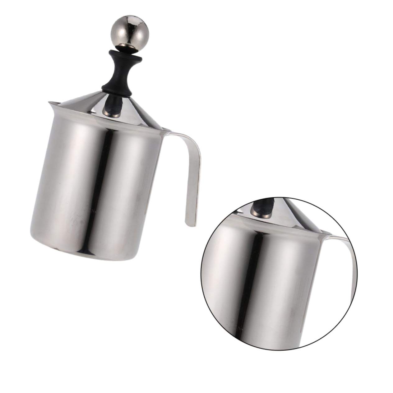 BRIGHTFUFU Stainless Steel Milk Bubbler Manual Handheld Milk Frother for Coffee Cappuccino Easy to Use for Home Coffee Shop