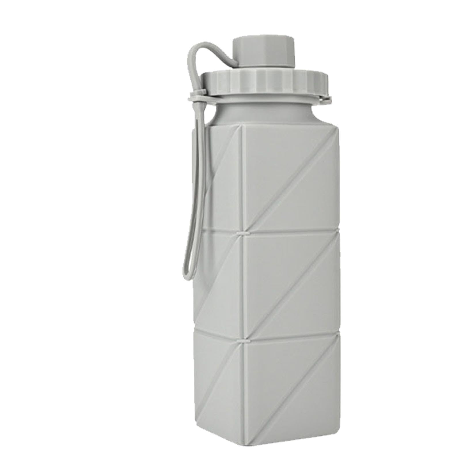Bottiglia d'acqua pieghevole per esterno, d'acqua quadrata pieghevole | Bottiglie d'acqua quadrate pieghevoli in silicone da 600 ml,Bottiglia per bevande impermeabile, da viaggio leggera e