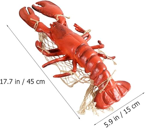 Miniatura 7 de BESPORTBLE Decoración de langosta de cangrejo de cangrejo de langosta roja, escultura náutica de pared de resina, colgante de decoración de pared