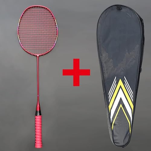 YKBTP Raquetas de bádminton de fibra de carbono completa con bolsa, raqueta profesional encordada (color A, tamaño talla única)