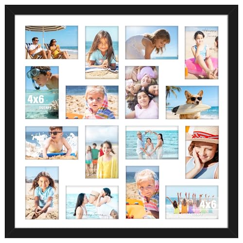 Image of DUENPY 22x22 Picture Frame 4x6 Collage Picture Frame Displays Sixteen 4x6 inch Photos Collage Wall Decor Wall Hanging Black