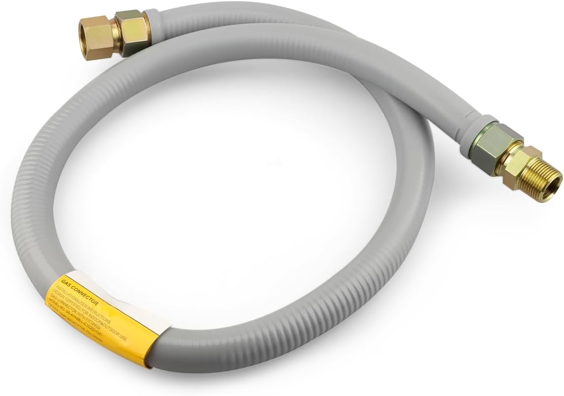 48'' 3/4"MIP x 3/4"FIP Gas Flex Line, Flexible Gas Line Hose(1" OD), Full Flow Gas Connector Hose