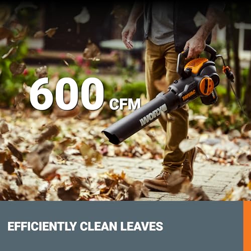 WORX WG512 12 Amp Trivac, 3 in 1 Electric Leaf Blower, Leaf Vacuum & Leaf Mulcher for Lawn Care