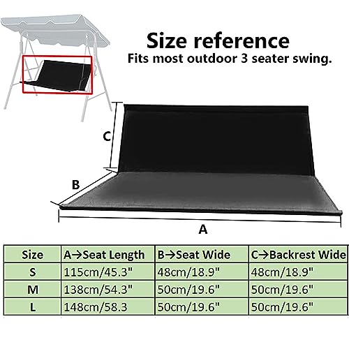 Copertura di ricambio per dondolo resistente e impermeabile, in tessuto Oxford 600D, per sedia a dondolo a 2/3 posti, per veranda, veranda, giardino, protezione da giardino, colore grigio (148 x 49,8