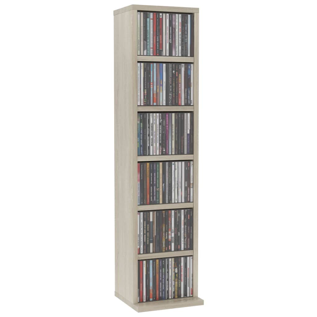 Sonoma - Armadietto per CD, in legno di ingegneria, 21 x 20 x 88 cm, con 6 scomparti aperti, mobile portaoggetti multimediale per ufficio, soggiorno, camera da letto