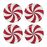 UPware 4-Piece 6 Inch Melamine Dessert Plates Appetizer Dinner Plates Small Serving Plates Party Plates Round Plate for Dessert Snack Fruit Side Dishes (Peppermint Candy)