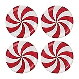 UPware 4-Piece 6 Inch Melamine Dessert Plates Appetizer Dinner Plates Small Serving Plates Party Plates Round Plate for Dessert Snack Fruit Side Dishes (Peppermint Candy)