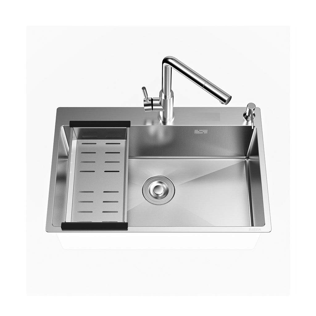 WDSOPK Kitchen Sink Organisers 1 Bowl Kitchen Sink Stainless Steel Built in Topmount Basin with Pull Out Faucet (Bb)