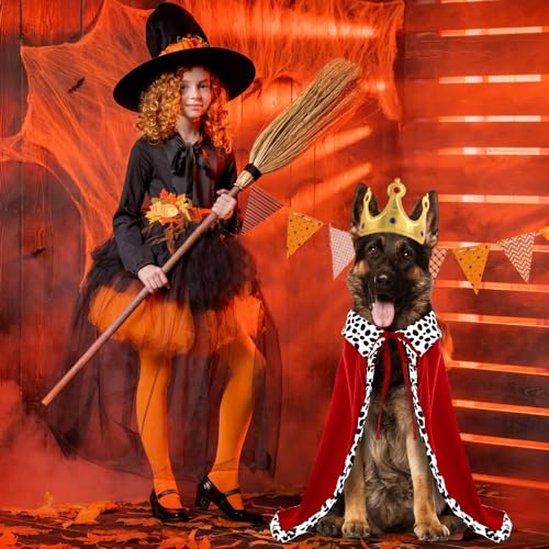 XIMISHOP Halloween Huastier Kostüme König,Hunde und Katze Umhang Rot Halloween Cosplay Lux Mantel Für Prinz und Prinzessin
