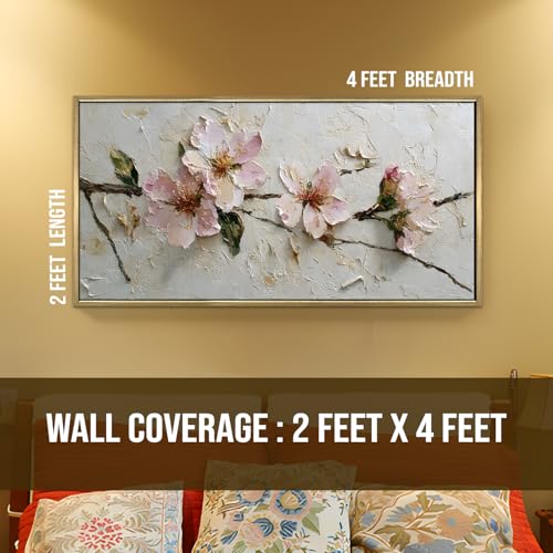 Image of PAPER PLANE DESIGN Big Size Wall Painting for Living Room Floral 2x4 Ft (B)