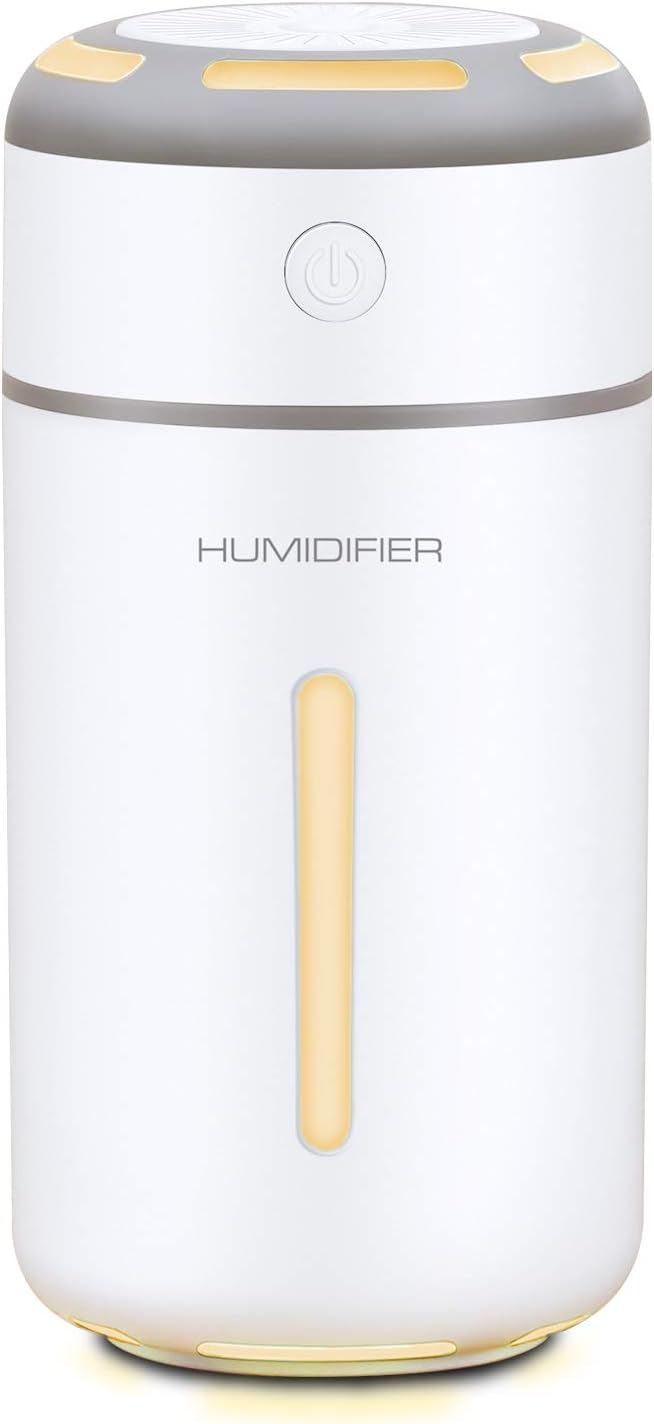 MADETEC Ultrasonic Cool Mist Humidifier Portable Mini USB Humidifier for Car Travel Office Baby Bedroom with 7 Colors Night Light and Auto Shut-Off (230ML)