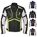 Motorcycle Jacket For Men Cordura Motorbike Racing Biker Riding Breathable CE Armored Waterproof All-Weather (Hi-Vis Green, Medium)