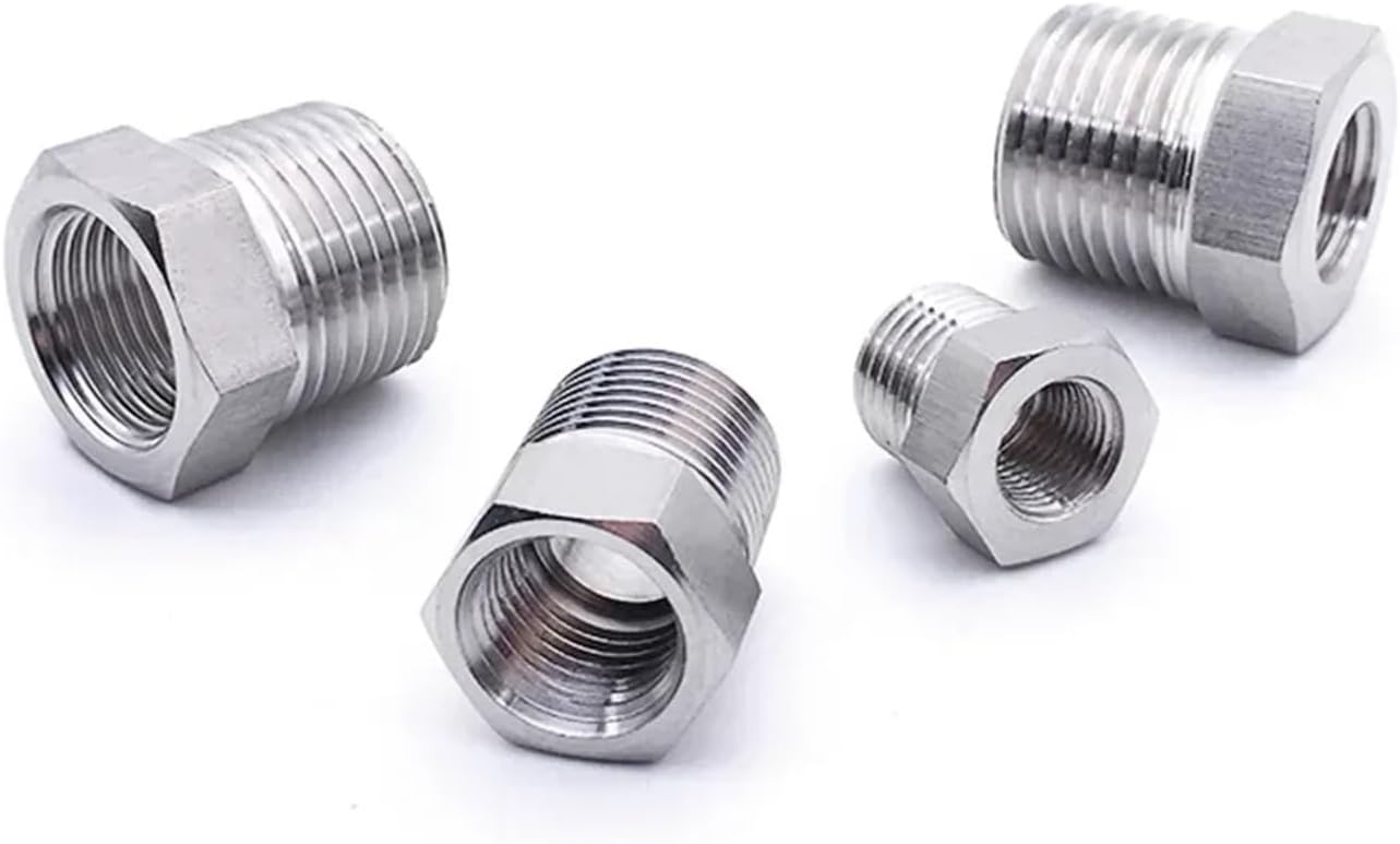 High Pressure 1/8" 1/4" 3/8" 1/2" 3/4" 1" BSPT NPT Male Female Reudcer Bushing 304 Stainless Pipe Fitting Connector Water Propane(1l8 To 1l2 Inch,304_BSP)