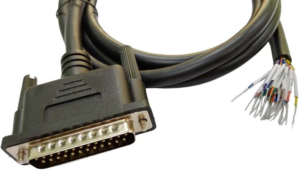Compucableplususa.com Best Industrial Serial DB25 D-Sub 25 Pin RS232 Serial Cable with Bare Wire - 28 AWG with Black PVC Jacket (Male, 5 Feet)