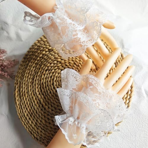 Lolita Lace Gloves White Hand Sleeve Lace Elastic Cuffs for Women Girls Halloween Cosplay Masquerade Party Accessories 1 Pair4