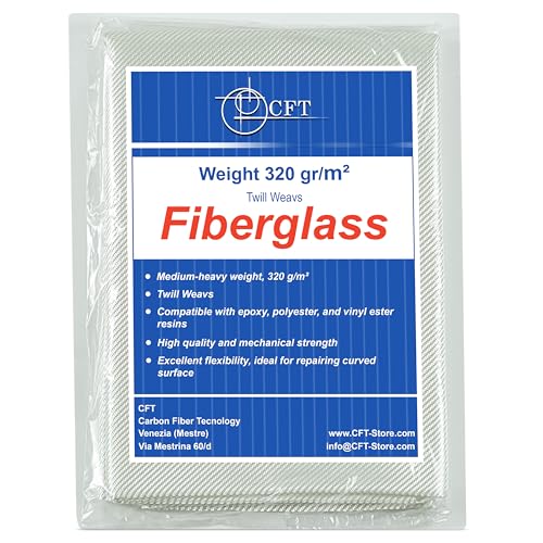 Glasfasergewebe 320 g/m² Twill - 2 m² - hohe mechanische Festigkeit, kompatibel mit Epoxidharz, Vinylester, Polyester - ideal für Boote, Automobile, Modellbau Glasfasergewebe 320 g/m² Twill - 2 m² - hohe mechanische Festigkeit, kompatibel mit Epoxidharz, Vinylester, Polyester - ideal für Boote, Automobile, Modellbau