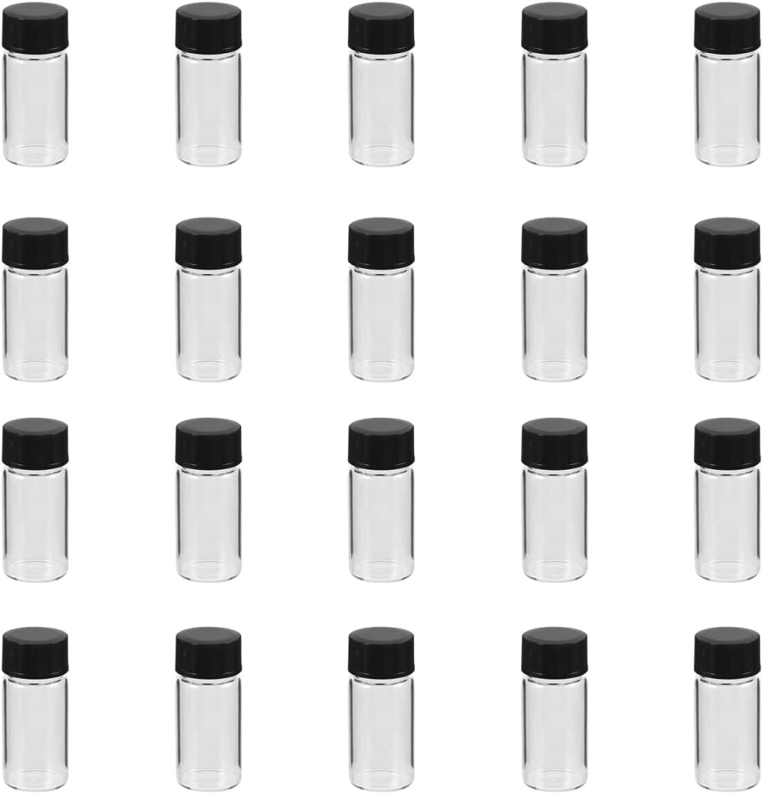 Hemobllo 100Pcs 5Ml Glass Sample Vials with Screw Caps Transparent Small Liquid Sample Bottles for Lab Science Essential Oil Storage
