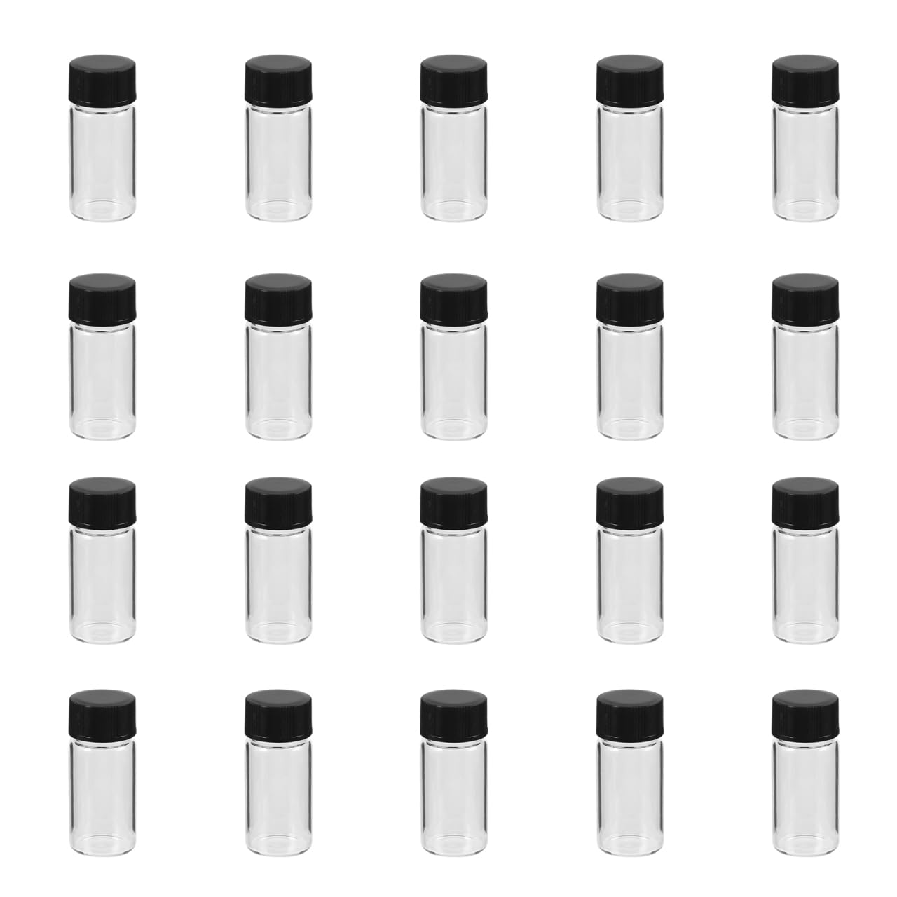 Hemobllo 100Pcs 5Ml Glass Vials with Screw Caps Clear Transparent Small Sample Bottles for Lab Use Essential Oil Storage