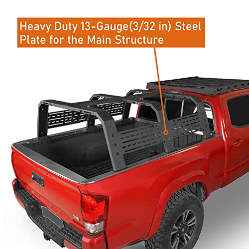 Image of Hooke Road 18.8 inch High Overland Bed Rack for Full-Size Trucks w /Bed Rails - Compatible with Toyota 07-23 Tundra & 05-25 Tacoma 6' Bed