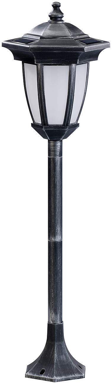 Lunartec Standlaterne Garten: 2er-Set Solar-LED-Standlaterne mit Flammeneffekt, 64 cm Höhe, IP44 (Solar Garten, Lampe, Flamme)