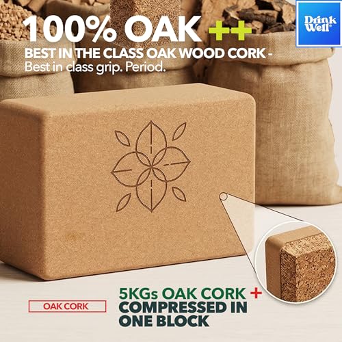 Image of Drinkwell Cork Fitness Large Block - Non-Slip Grip, High‑Density for hot yoga & Sweathy Sessions Exercise Brick 8x15x24 cm | Eco‑Friendly, Odor‑Resistant Natural Cork Brick for Bignners & Pros, Pilates & Home Workout for Men & Women (Big Tree Yoga Cork Block, 10X15X24 CM / Large)