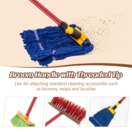 Image of Gisafai 46.5 Inch Broom Handle with Threaded Tip,Red,20 Pcs
