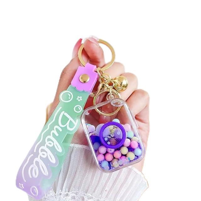 DD RETAILSQuicksand Floating Liquid Keychains || Liquid Glitter Cartoon Keyring With Pendant || Creative Acrylic Keychain For Boys And Girls (Multicolor) (Pack Of 1)