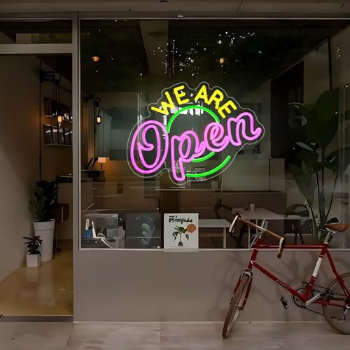 Image of Neon Sign, HSJNJKFU Open Neon Signs for Wall Decor We are Open Led Light for Bar Beer Signs Shop Restaurant Light up Signs for Man Cave - LED Neon USB Powered
