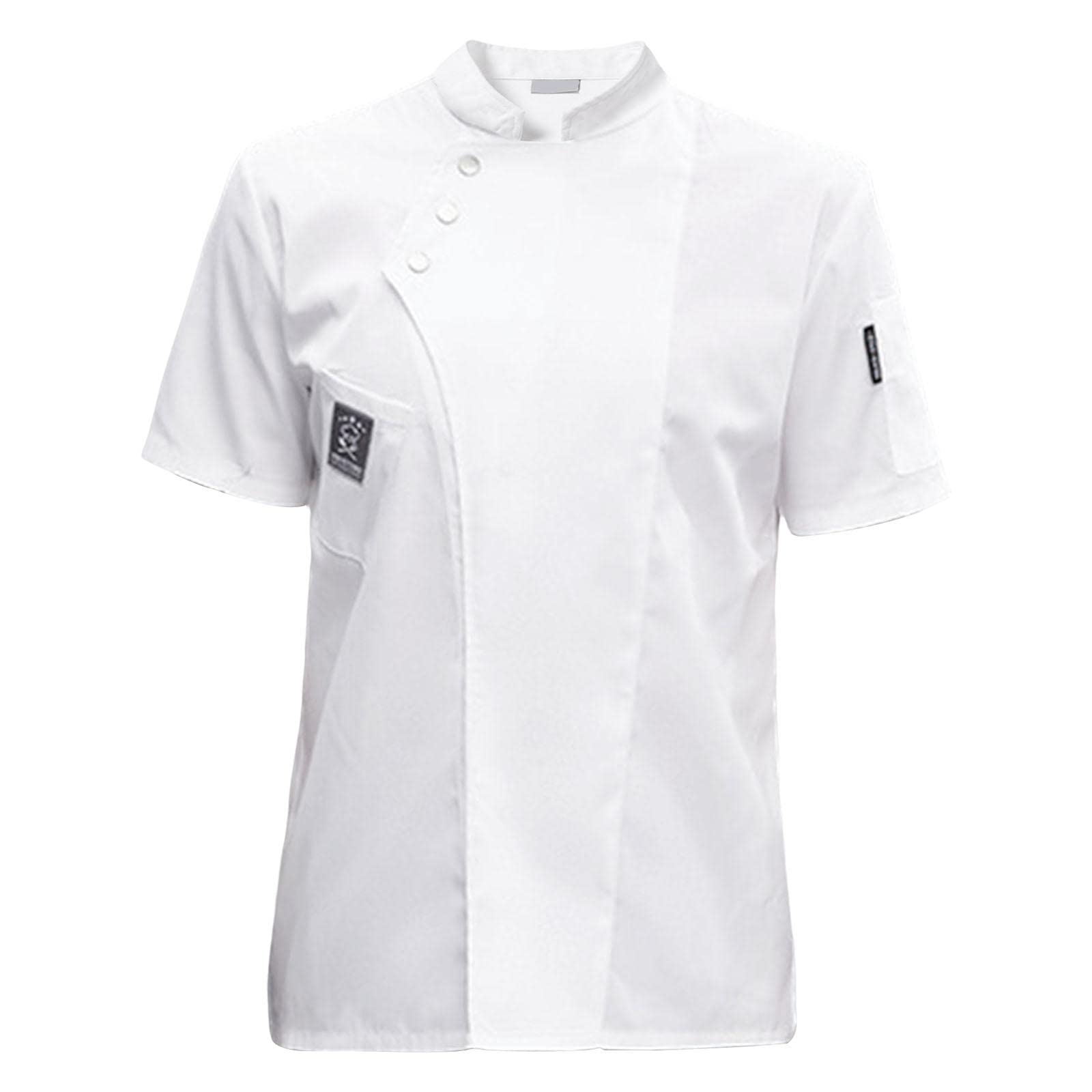 club bollywood Chef Jacket Short Sleeve Cooking Clothes Simple Chef Coat for Restaurant White XXL'|Clothing Shoes & Accessories | Uniforms & Work Clothing-picture-26