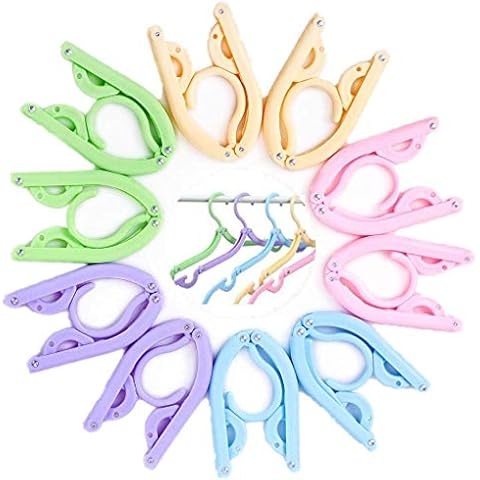 10pcs Colorful Travel Hangers. Portable Folding Clothes Hangers.Telescopic Travel Magic Portable Drying Rack for Travel Accessories Cover
