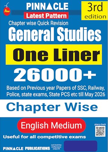Image of General Studies One Liner 26000+ by Pinnacle Publications | SSC, Railway, State PCS, Police & Defence Exam Quick Revision Book (3rd Edition, English Medium)