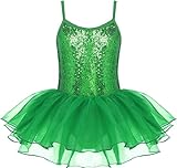 Arshiner Girls,Little kid, Camisole Ballet Leotards Sparkly Dance Dress with Tutu Skirted Sequin Ballerina Costume for Toddler Green