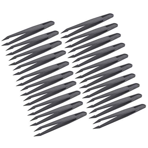Hyuduo 20 Pcs Pinchas de Punta Puntiagudas, Pinzas de Precisión de Fibra de Carbono para Electrónica, Pinzas, 20 X, Ideal para Reparar y Ensamblar Productos Electrónicos, Adecuados para