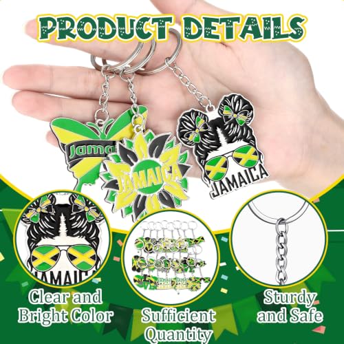 Image of Unittype 24 Pack Jamaica Souvenirs Gifts Jamaican Republic Metal Keychains