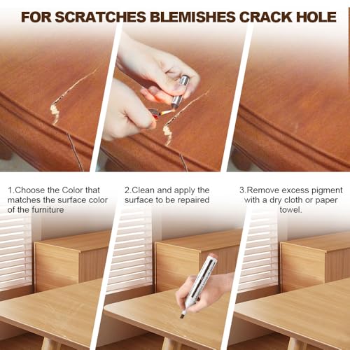 Flybunny Repair Pen Wooden Furniture Floor Scratch Repair Markers and Wax Sticks Set of 21 for Stains, Scratches, Wood Floors, Tables, Desks, Carpenters, Bedposts, Touch Ups, and Cover Ups
