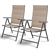 Top 10 Best Folding Patio Chairs Reviews & Comparison | Updated 7 UDPATIO Patio Folding Chairs Set of 2, Folding Lawn Chairs with Adjustable Backrest, Padded All Weather Textilene, Heavy Duty Folding Chairs for Outdoor, No Assembly Required, Beige