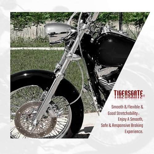 Image of 46.9 inch Total Length Dyna Front Brake Line Extended Hydraulic Hose Steel Braided for 1996-2006 Dyna Super Glide /Wide Glide /Low Rider non-ABS Models 14 inch Ape Hangers