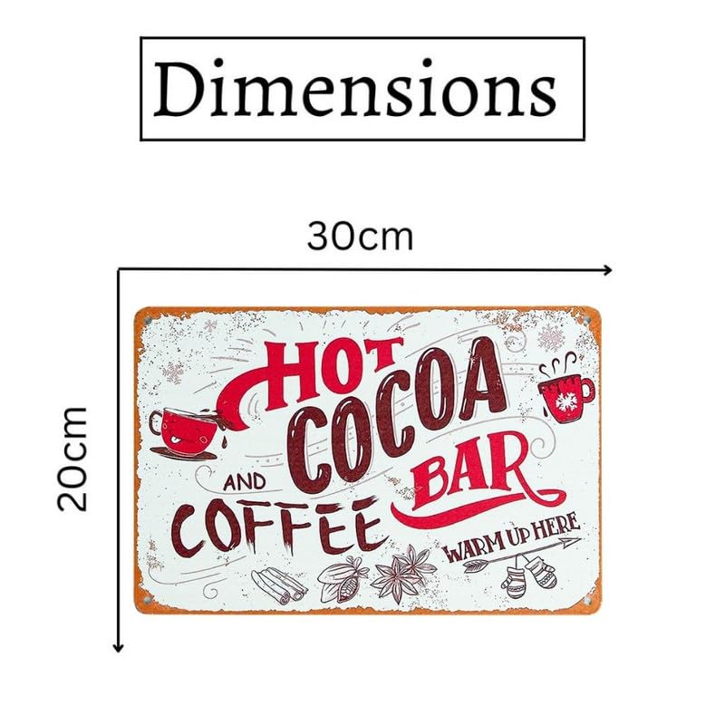 Image of Eazywagon Decorative Retro Metal Signs Wall Plate - 12x8 Inch (Hot Cocoa Bar) | Weatherproof Vintage Metal Sign Plate for Cafe, Home, Bar, Garage | Decorative Wall Hanging Sign Board