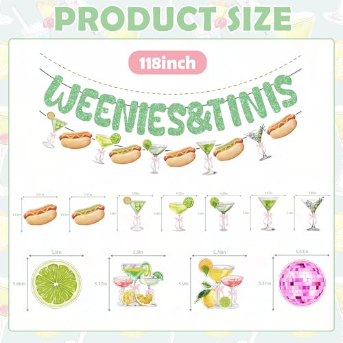Image of Wennie Tinis Martini Party Decorations Include Wennie Tinis Banner and Hanging Swirls Hot Dog Wennie Tinis Theme Party Supplies for Bachelorette Party