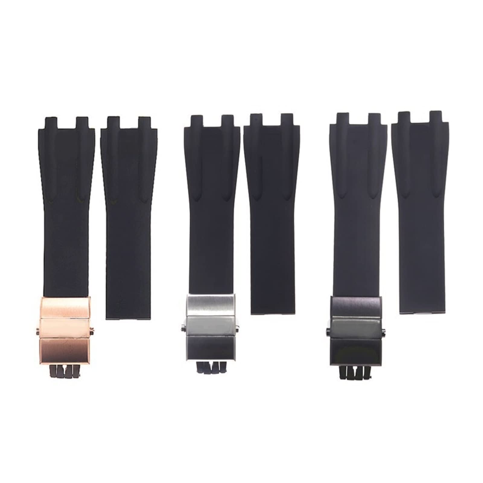 Cong Yi Cinturino da polso in gomma siliconica impermeabile blu marrone nero da 25 mm*12 mm con fibbia pieghevole