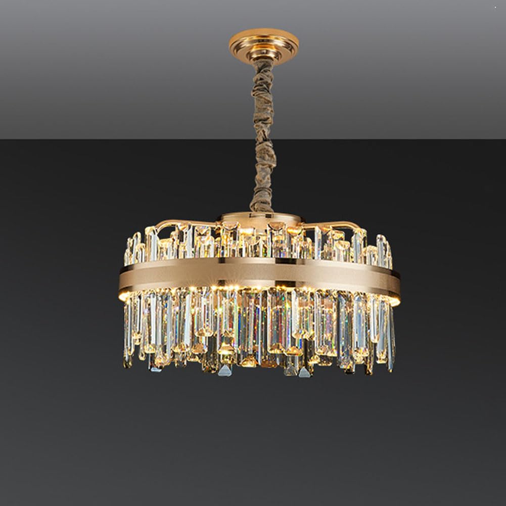 HXYSXHJUO High-end light luxury crystal chandelier, modern minimalist lamp, multi-tier for bedroom duplex European dining room,56cm