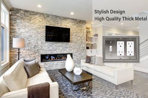 Image of Sunken Pearls Heavy Duty Decorative Wall Plate Switch Plate Outlet Cover (Single Toggle /Double Decorator, Heirloom Silver)