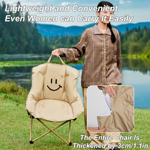 Chaise pliante confortable noire anti-mal de dos pour camping - 6