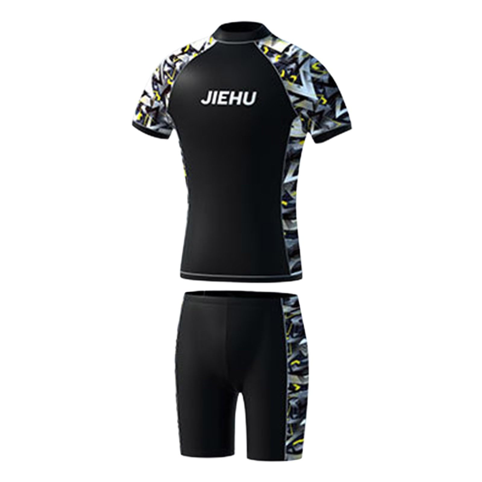 Traje de Baño Hombre Surf 2 Piezas Ajustado Bañador Camiseta Manga Corta Natacion Deportivo