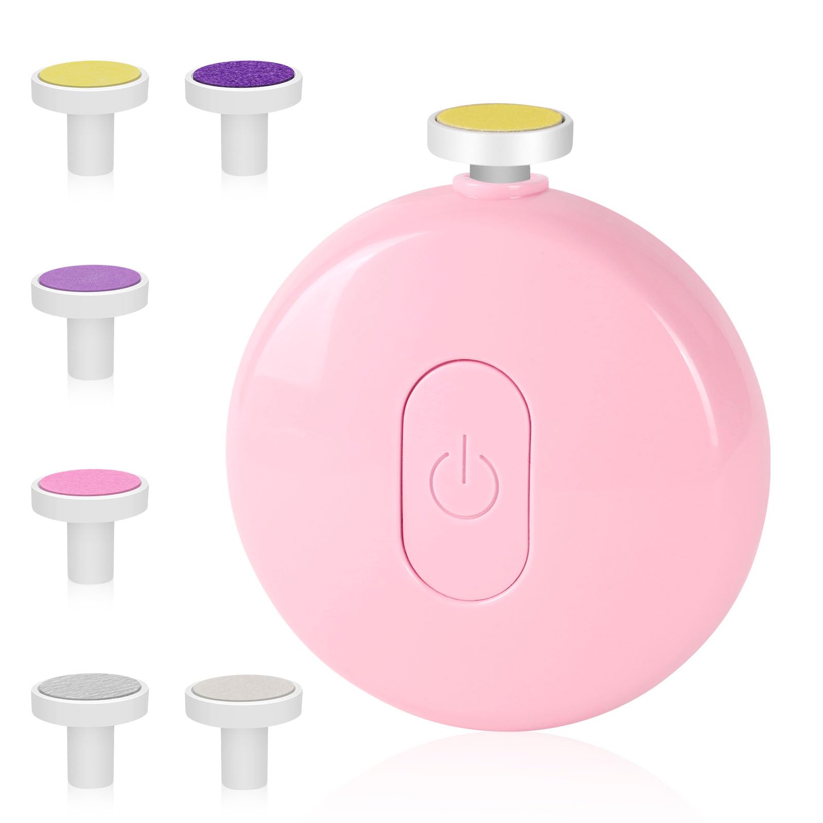 Vicloon Elektrische Baby Nagelfeile, 6 in 1 Elektrische Nagelfeile für Neugeborene Set, Leise und Sicherer Baby-Nagelschneider，Nagelpflege für Babys, Geschenk für Neugeborene-Rosa