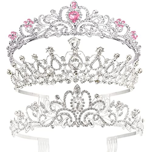 Yopay 3 Style Crystal Tiara Crowns,…