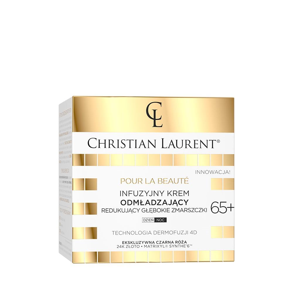 Christian Laurent Pour La Beauté Anti-Wrinkle Day and Night Cream 65+ | Rejuvenating Infusion with Black Rose Extract, Gold Particles & Hyaluronic Acid | 50ml