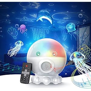 Ocean Night Light Projector, Christmas Lights Octopus Room Decor Toys for Kids,360° Rotation, Ocean and Star&Moon…