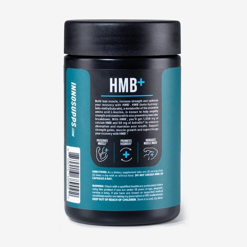 Image of InnoSupps HMB+ | 1500mg HMB (Beta-Hydroxy Methylbutyrate) & 50mg Astragin | Enhanced Absorption, Preserves Muscle, Promotes Recovery, Increase Lean Muscle Mass | Gluten Free - 240 Veggie Capsules